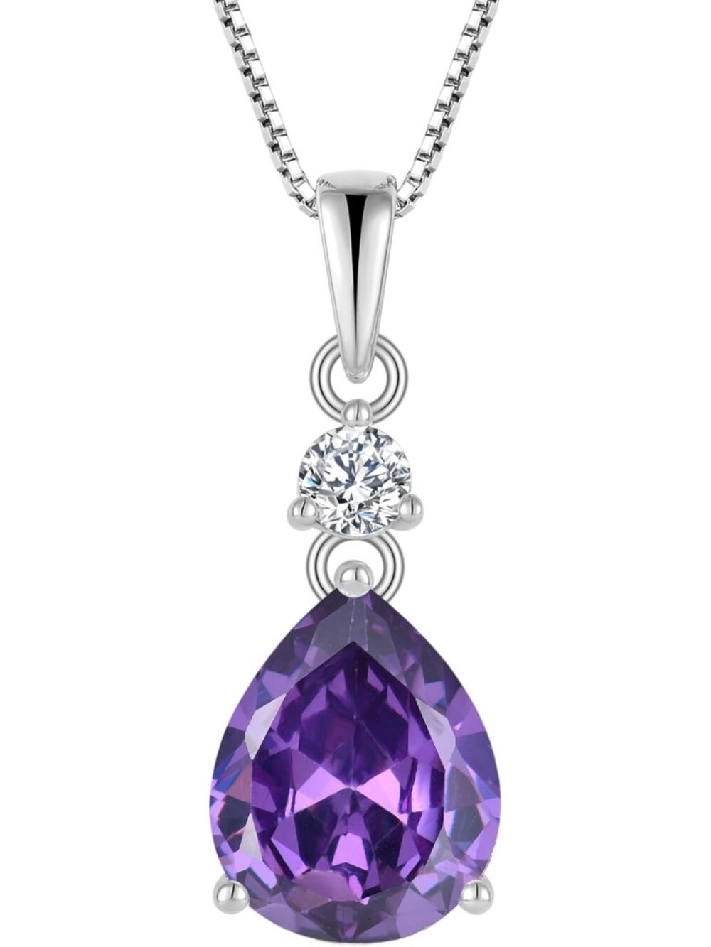 Elegant Teardrop Pear Birthstone Necklace for Women, Sterling Silver & Gold